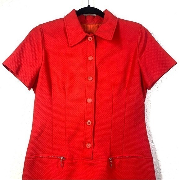 POSITIVE ATTITUDE Vintage Red Quilted Mini Shirt Dress - Petite‎ - Picture 2 of 10